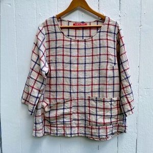 Pyne and Smith blouse No.12 Biarritz Check Linen